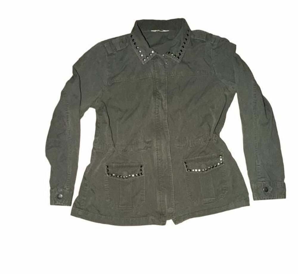 Christopher & Banks Olive Green Studded Utility Jacket Size M